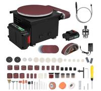 YIWENG Levigatrice e lucidatrice elettrica in miniatura trivalente con batteria al litio 6000WA, smerigliatrice a disco da 6 pollici + levigatrice a nastro + levigatrice a rullo di sabbia, con 10 nast