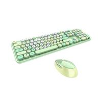 YIWENG Sweet Keyboard Mouse Combo Colore misto 2.4G Wireless Keyboard Mouse Set Circular Suspension Key Cap per PC Laptop Green,Wireless 2.4G