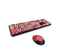 YIWENG Sweet Keyboard Mouse Combo Colore misto 2.4G Wireless Keyboard Mouse Set Tappo per chiave a sospensione circolare per PC Laptop Nero,Wireless 2.4G