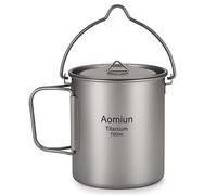 YIWENG tazza d39, Ultralight 750ml Titanium Pot Portable Titanium Water Mug Cup con coperchio e manico pieghevole Outdoor Camping Cooking Picnic