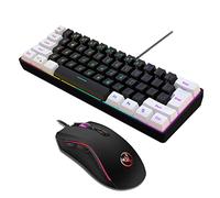 YIWENG V700BW+A869 Kit tastiera e mouse per computer USB con retroilluminazione RGB cablata a 61 tasti + mouse da gioco cablato Illuminazione a LED colorata DPI a 4 livelli max.3200 DPI per PC portati