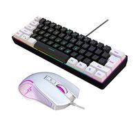 YIWENG V700BW+X100 Kit tastiera e mouse per computer USB con retroilluminazione RGB cablata a 61 tasti + mouse da gioco cablato Illuminazione a LED colorata DPI a 4 livelli max.3600 DPI per PC portati