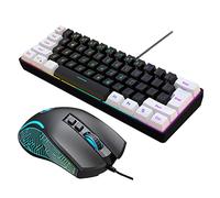 YIWENG V700BW+X100 Kit tastiera e mouse per computer USB con retroilluminazione RGB cablata a 61 tasti + mouse da gioco cablato Illuminazione a LED colorata DPI a 4 livelli max.3600 DPI per PC portati