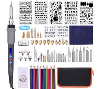 YIWEOG 79PCS Kit Utensili per Bruciare Il Legno Penna per pirografia Professionale Set per Saldatore Temperatura Regolabile da 200-450 ℃ con Display a LED per Principianti Adulti Bruciatura del Legno