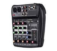 YIWEOG AI-4 Console di missaggio compatta Mixer Audio Digitale 4 canali BT MP3 Ingresso USB + Alimentazione Phantom 48V per la Registrazione Musicale DJ Network Trasmissione in Diretta Karaoke