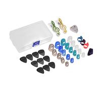 YIWEOG Kit di Accessori per Chitarra Include 20pcs Protezioni per Dita di Chitarra in Silicone + 10 Pezzi di Plettri per Chitarra + 4pcs Plettri per Dita e Maniglie + Supporto per Plettri + 2pcs Clip