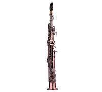 YIWEOG Professionale Ottone Dritto SIB Sassofono Soprano Placcato Nichelato Sax Strumento a fiato Modello Intagliato con Custodia Guanti Panno per la Pulizia Cinghie Pennello (Rosso)
