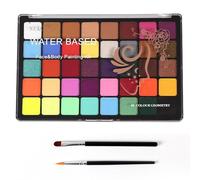 YIWEOG Set di tavolozze di Colori per Il Viso ad Acquerello Set di Colori Professionali Multipli per Body Painting con 10 pennelli, 4 Adesivi per Stencil e 2 Adesivi con Gemme, Sicuro e Non tossico,