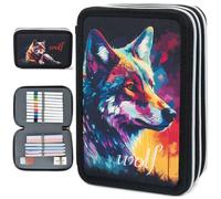 YIWONFU Astuccio a 3 scomparti (3 scomparti) - Astuccio Quadrato con 57 Scomparti, Grande Capacità per oltre 50 Penne e Matite, Resistente Tessuto Oxford per Scuola, Ufficio e Arte (Nero 2)