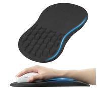 YIWONFU Tappetino per mouse ergonomico contro i dolori al polso - con memory foam e nodi massaggianti, base in poliuretano antiscivolo, 30 x 20 cm, nero, per ufficio, giochi, home office