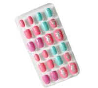 YIXANNX 1 Set Unghie Finte Lima per Punta di Media Lunghezza Opaca Premere sul Bastone Involucri di Colore Solido Decalcomanie Arte Puerile Manicure Kit , Dodici