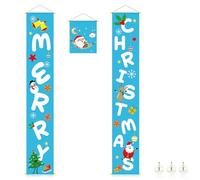 YIXANNX 2Pcs Merry Christmas Hanging Banners Portico Cartelli di benvenuto Vacanze a casa Decorazione di compleanno Capodanno per cortile della porta, Blu