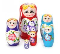 YIXANNX 5pcs Nesting Matrioska di legno Set Dipinto a mano Giocattolo per bambini Ragazza adorabile Decorazione per bambole Regali per bambini Giocattolo per la casa