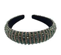YIXANNX Fasce per capelli Copricapo con strass di cristallo con perline Spesso stile barocco Moda Accessori per lo styling dei capelli Copricapo per donna, Verde