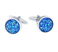 YIXANNX Gemelli rotondi in ottone con stelle e strisce, gemelli per camicia lavorati a mano, set di per occasioni eleganti, cristallo da, dimensioni circa 16x16 mm/0,63x0,63 pollici