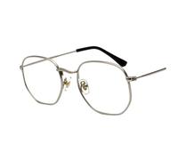 YIXANNX Occhiali da sole poligonali Occhiali da sole poligonali con montatura piccola Protezione UV alla moda PC Uomo Donna Moda con montatura piccola, cornice argento C7