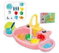 YIXANNX Set di lavabo con cartoni animati che promuove lo sviluppo sociale e cognitivo, lavello elettrico in ABS e giocattoli da gioco ad acqua, rosa