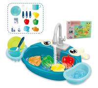 YIXANNX Set di lavabo con cartoni animati che promuove lo sviluppo sociale e cognitivo, lavello elettrico in ABS e giocattoli da gioco ad acqua, blu