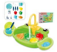 YIXANNX Set di lavabo con cartoni animati che promuove lo sviluppo sociale e cognitivo, lavello elettrico in ABS e giocattoli da gioco ad acqua, verde