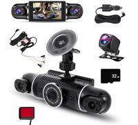 YIXANNX Videoregistratore per telecamera per veicoli ABS a 4 Per canali Registratore di guida per auto DVR DVR Dash Cam Registrazione in loop ruotabile a 360°, 32GB