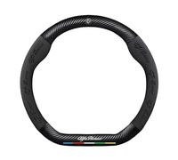 YIXIEDING Coprivolante in Pelle per Alfa Romeo Junior Ibrida Q4 2025, Design Sportivo, Traspirante, Antiscivolo, Custodia Durevole per Sterzo, Accessori Auto Interni,Black2