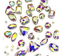 Yixinly 236 Pezzi Strass da Cucire, Cristalli da Cucire Strass di Vetro Cuciti a Forme Miste Cristalli Decorativi da Cucire, Applicabile a Gioielli Artigianato Vestiti Abbigliamento (Bianco AB)