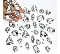 Yixinly 236 Pezzi Strass da Cucire, Cristalli da Cucire, Strass di Vetro Cuciti a Forme Miste Cristalli Decorativi da Cucire, Applicabile a Gioielli Artigianato Vestiti Abbigliamento (Bianco Stile 2)