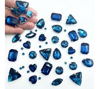 Yixinly 236 Pezzi Strass da Cucire, Pietre da Cucire, Strass di Vetro Cuciti a Forme Miste Cristalli Decorativi da Cucire, Applicabile a Gioielli Artigianato Vestiti Abbigliamento (Blu)