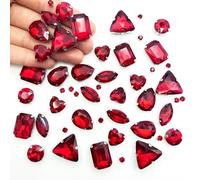Yixinly 236 Pezzi Strass da Cucire, Pietre da Cucire, Strass di Vetro Cuciti a Forme Miste Cristalli Decorativi da Cucire, Applicabile a Gioielli Artigianato Vestiti Abbigliamento (Rosso)