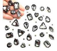 Yixinly 236 Pezzi Strass da Cucire, Pietre da Cucire, Strass di Vetro Cuciti a Forme Miste Cristalli Decorativi da Cucire, Applicabile a Gioielli Artigianato Vestiti Abbigliamento (Grigio)