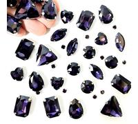 Yixinly 236 Pezzi Strass da Cucire, Pietre da Cucire, Strass di Vetro Cuciti a Forme Miste Cristalli Decorativi da Cucire, Applicabile a Gioielli Artigianato Vestiti Abbigliamento (Viola)