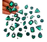 Yixinly 236 Pezzi Strass da Cucire, Pietre da Cucire, Strass di Vetro Cuciti a Forme Miste Cristalli Decorativi da Cucire, Applicabile a Gioielli Artigianato Vestiti Abbigliamento (Verde Pavone)