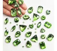 Yixinly 236 Pezzi Strass da Cucire, Pietre da Cucire, Strass di Vetro Cuciti a Forme Miste Cristalli Decorativi da Cucire, Applicabile a Gioielli Artigianato Vestiti Abbigliamento (Verde Chiaro)