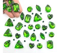 Yixinly 236 strass da cucire, 7 forme di strass, in metallo, per lavori fai da te, artigianato, scarpe, cucito, borse (verde erba)