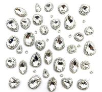 Yixinly 240 Pezzi Strass da Cucire, Pietre da Cucire Strass di Vetro Cuciti a Forme Miste Cristalli Decorativi da Cucire, Applicabile a Gioielli Artigianato Vestiti Abbigliamento (Bianco Stile 3)