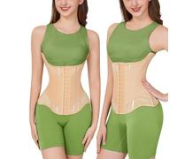 Yixinly Waist Trainer Donna, Pancera Contenitiva Corsetto Stringivita Fascia Contenitiva Pancia Donna Cintura Post-Parto Cintura Modellante a Forma di U Beige (XXS)
