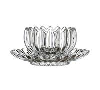 yixinzi-2024 Bicchiere Tazza e piattino in vetro trasparente a forma di zucca, tazza ciotola in senza piombo con motivo a strisce in rilievo for caffè, latte, tè dessert(Transparent)