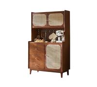 yixinzi-2024 Mobiletto portaoggetti credenza Credenza in legno massello di rattan piccola sala da pranzo grande capacità doppio strato con cassetti armadio portaoggetti vintage