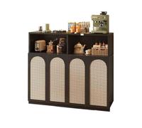 yixinzi-2024 Mobiletto portaoggetti credenza Retro-style Kitchen Sideboard Living Room Storage Floor-standing Wall-mounted Four Doors with Compartments(Nero)