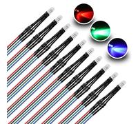 YIXISI 10 Pezzi 5mm 12V LED Diodo ad Emissione Luminosa Precablata Catodo Comune, 4 Pin Tricolore Diodo Emettitore di Luce, Trasparente RGB LED Diodi luminescente Pre-Cablati, per Arduino