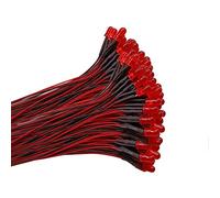 YIXISI 100 Pezzi 5mm Diodo ad Emissione Luminosa LED, Precablata 12V 20cm, LED Colorate Diffuse per Illuminazione, Modellazione di Prototipi (Rosso)