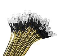 YIXISI 100 Pezzi 5mm Diodo ad Emissione Luminosa LED, Precablata 12V 20cm, per Trasformazione e Illuminazione di Circuiti Automobilistici, Modellazione di Prototipi (Giallo)