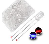 YIXISI 100 Pezzi 5mm LED Diodo ad Emissione Luminosa Catodo Comune, 3 Pin Bicolore Diodo Emettitore di Luce, Trasparente LED Diodi luminescente, per Arduino, Rosso Blu