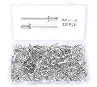 YIXISI 100 Pezzi M4x8 mm Rivetti Ciechi in Alluminio, Grande Flangia Alluminio Rivetti Ciechi, Rivetti Ciechi con Testa a Cupola, per Metallo Legno Plastica