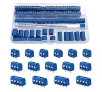 YIXISI 100 Pezzi PCB Morsetto, 5mm 2 Pin / 3 Pin / 4 Pin PCB Morsettiera a Vite, per Arduino DIY Project (85 x 2 pin, 10 x 3 pin, 5 x 4 pin, Blu)