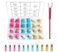 YIXISI 125 Pezzi Kit di Connettori Termorestringenti, Terminali a Crimpare Termorestringenti, Terminali per Cavi Elettrici Multiuso Impermeabili, Connettori Forcella, 22-10 AWG