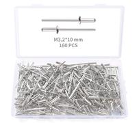 YIXISI 160 Pezzi M3.2x10 mm Rivetti Ciechi in Alluminio, Grande Flangia Alluminio Rivetti Ciechi, Rivetti Ciechi con Testa a Cupola, per Metallo Legno Plastica
