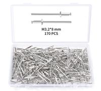 YIXISI 170 Pezzi M3.2x8 mm Rivetti Ciechi in Alluminio, Grande Flangia Alluminio Rivetti Ciechi, Rivetti Ciechi con Testa a Cupola, per Metallo Legno Plastica