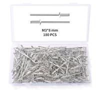 YIXISI 180 Pezzi M3x8 mm Rivetti Ciechi in Alluminio, Grande Flangia Alluminio Rivetti Ciechi, Rivetti Ciechi con Testa a Cupola, per Metallo Legno Plastica