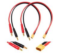 YIXISI 2 Pezzi XT30 a 4.0 Spina a Banana RC Carica Batteria Cavo, XT30 Connettore a 4.0mm Spina a Banana con Cavo in Silicone 30cm 14AWG, per RC Helicopter Quadcopter Lipo Batteria